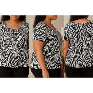 Michael Michael Kors Zebra Print Top Plus Size 2X Modal‎ Cotton Blouse
